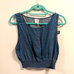 Twik denim smocked crop